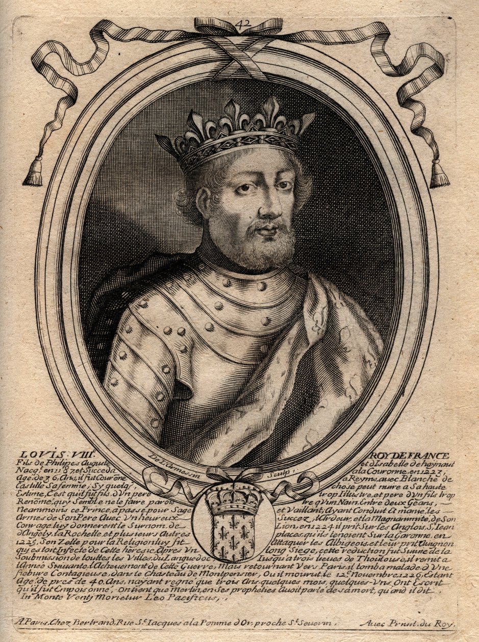 Portrét Ludvíka VIII. (1187 - 1226), francouzského krále - Ludvíka VIII. (1187-1226) francouzského krále - rytina z 
