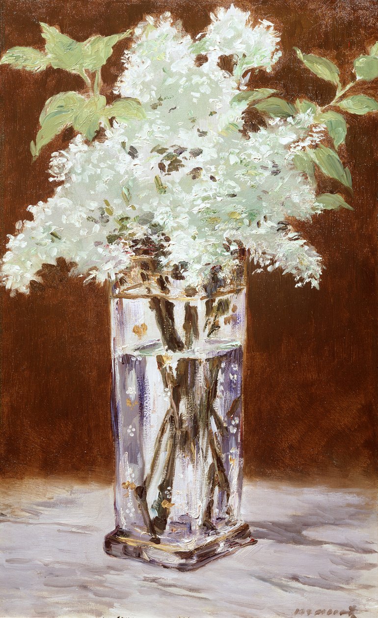 Bílý šeřík v křišťálové váze, 1882 od Édouard Manet