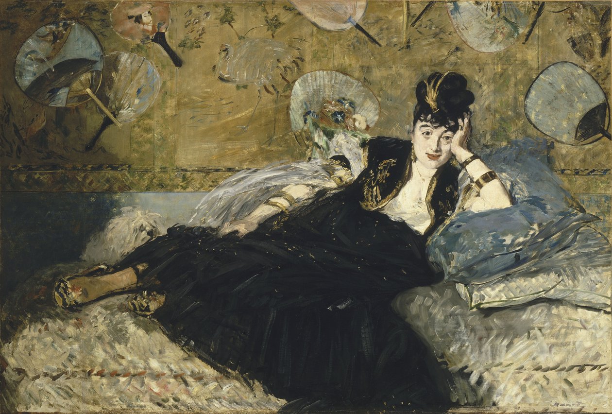Žena s fanoušky od Édouard Manet