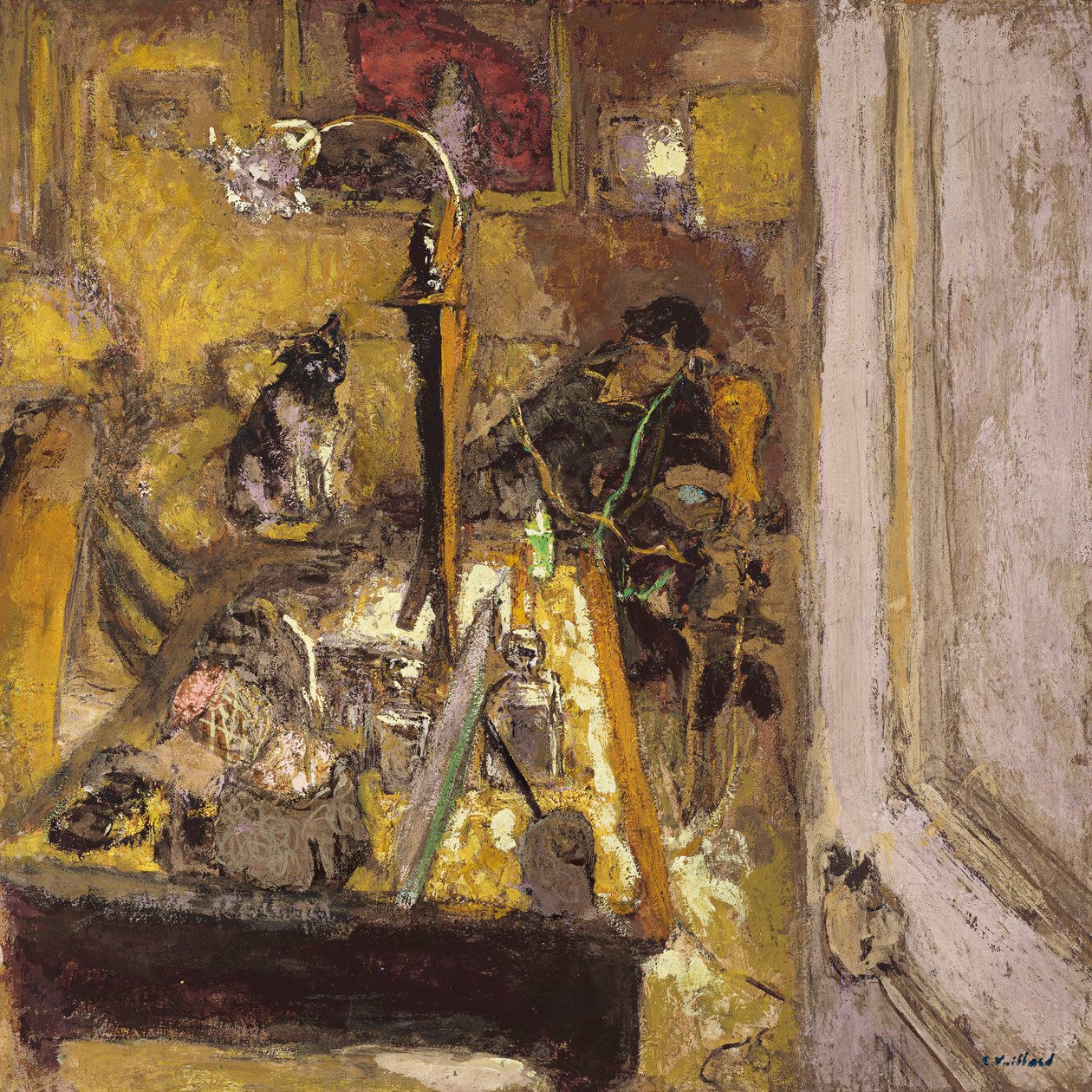 Madame Hessel telefonuje ve svém budoáru od Edouard Vuillard