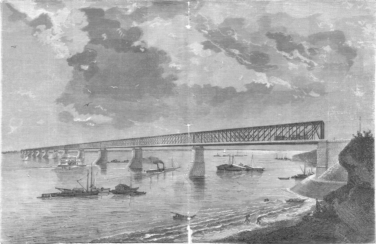 Syzranskij most (Alexandrovskij most) po otevření v roce 1880 od engraving by M. Rashevskiy Photo by N. Karazin