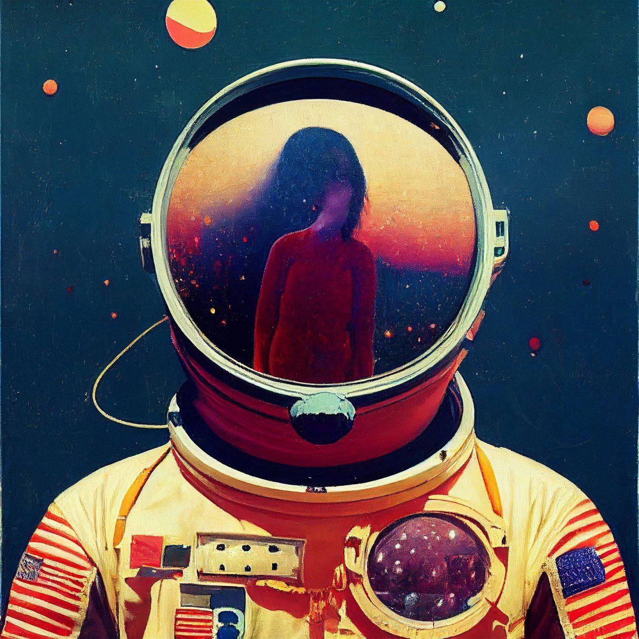 Abstraktní malba astronautů ve vesmíru, Wall Art | Obrazy na plátně od F. Abderrahim