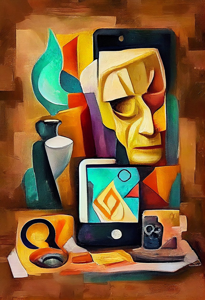 Abstraktní surrealistická malba, Picasso inspirované umění, Printable wall Art od F. Abderrahim