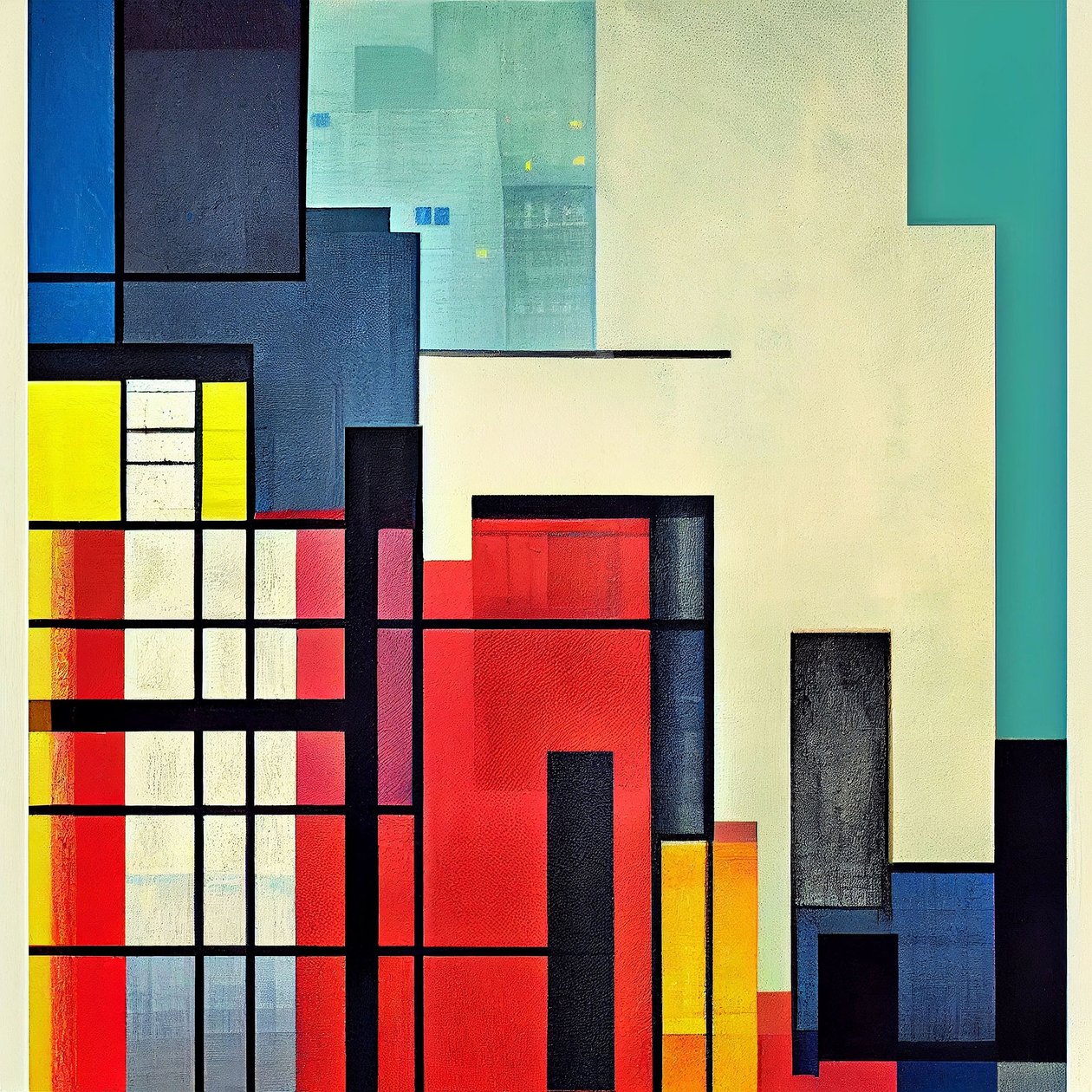 Architektonické geometrické abstrakce na plátně, nástěnné umělecké tisky od F. Abderrahim