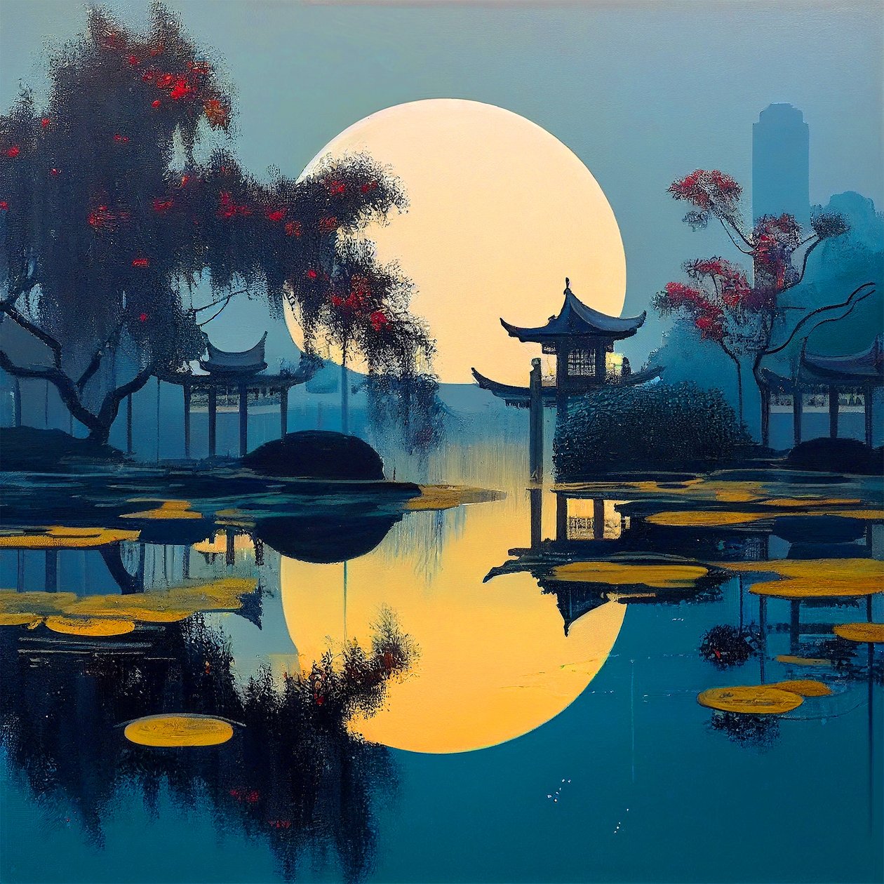 Japonská krajina a tradiční domácí malba exteriéru, Wall Art | Obrazy na plátně od F. Abderrahim