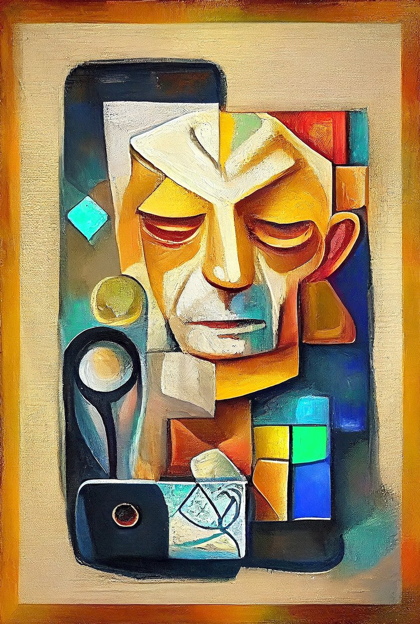 Picasso inspirované umění, abstraktní surrealistická malba, nástěnný umělecký tisk na přání od F. Abderrahim