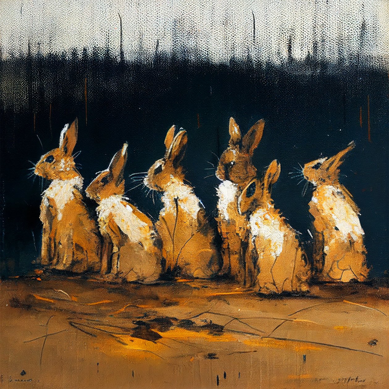 Malba králíků figurativním stylem, nástěnné obrazy od F. Abderrahim