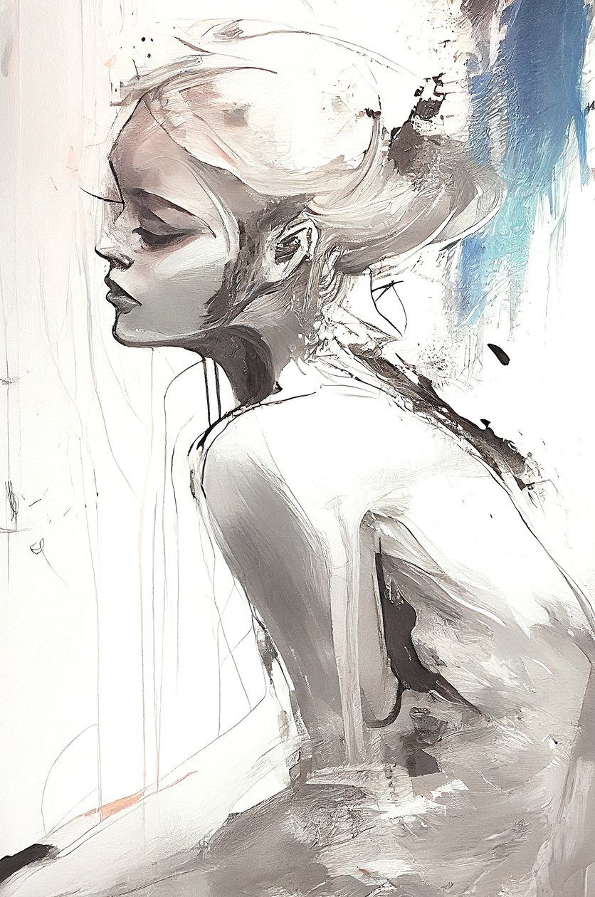 Whispers of Modern Romanticism, beautiful girl, Wall Art | Obrazy na plátně od F. Abderrahim