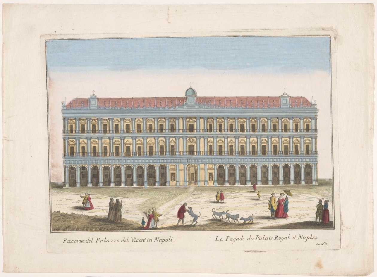Pohled na Palazzo Reale v Neapoli Facciata del palazzo del vicere v Neapoli (titul na objektu) od familie Remondini (attributed to)