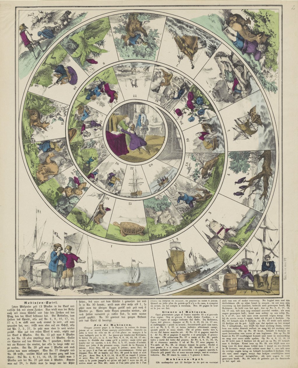 Robinson-Spiel / Jeu de Robinson / Giuoco al Robinson / Robinson-spel (název na objektu) od firma Joseph Scholz