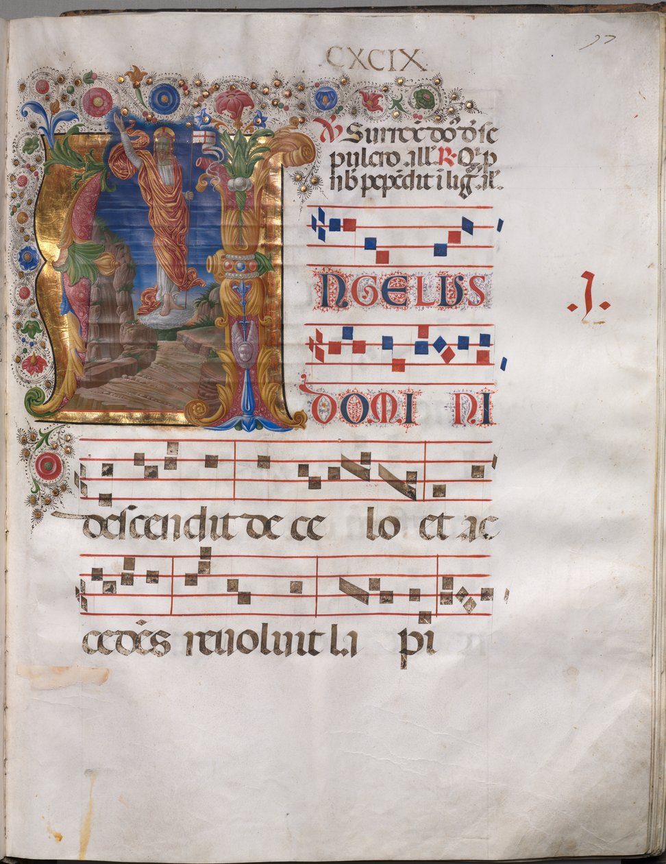 Antifonář: Iniciála A, Vzkříšení od follower of Girolamo da Cremona