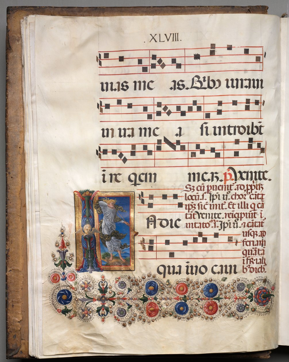 Antifonář: Iniciála, anděl od follower of Girolamo da Cremona
