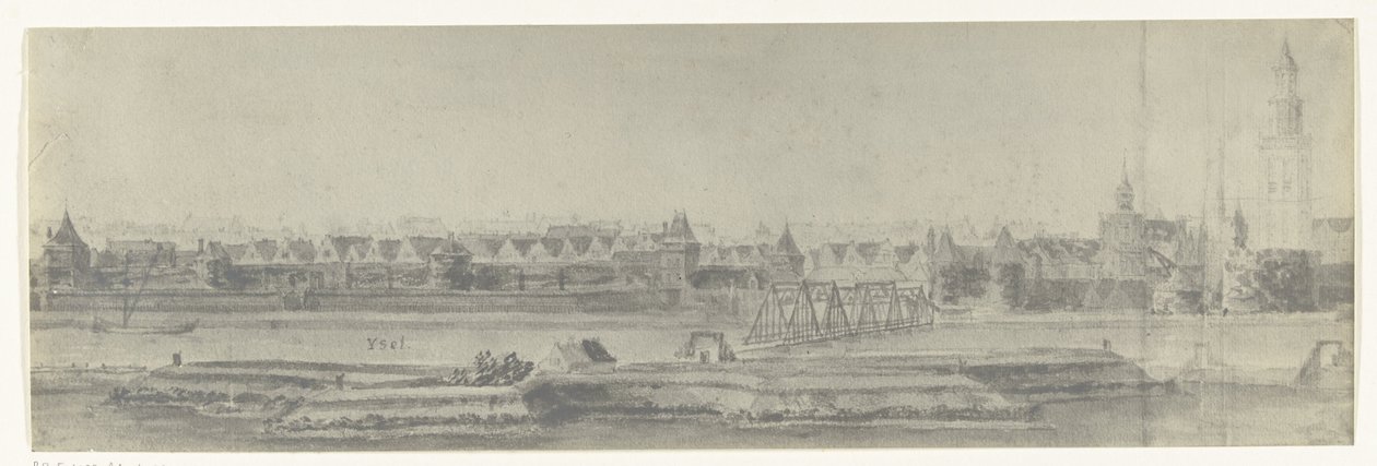 Pohled na Kampen, 1672 Fotografie kreseb francouzské invaze do Nizozemska v roce 1672 od Adama Franse van der Meulena dochované v Manufacture des Gobelins (název série) od frères Moreau