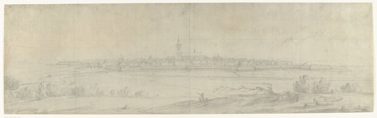 Pohled na Naarden, 1672 Fotografie kreseb francouzské invaze do Nizozemska v roce 1672 od Adama Franse van der Meulena dochované v Manufacture des Gobelins (název série) od frères Moreau
