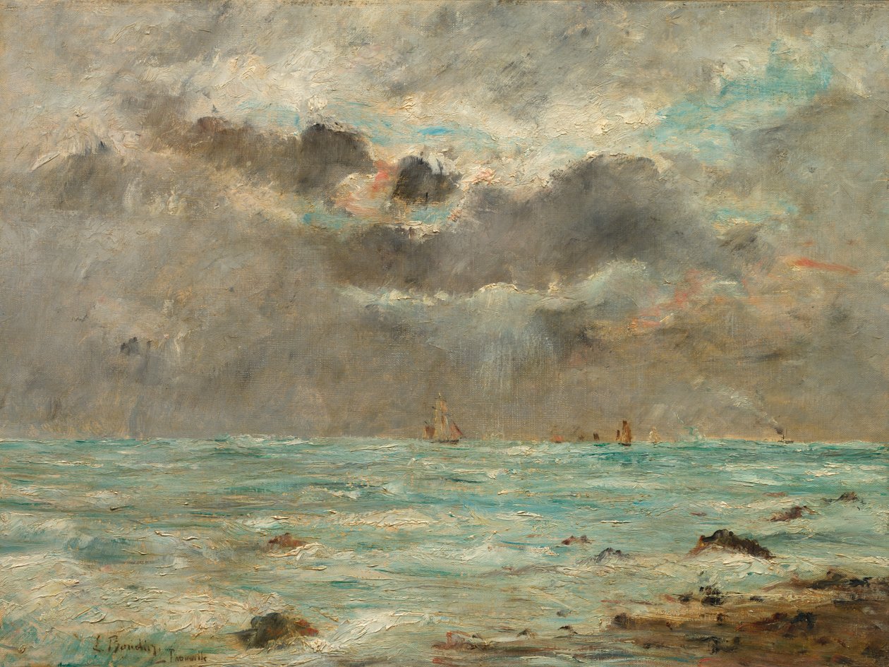 Pobřeží v Trouville od imitator of Eugène Boudin