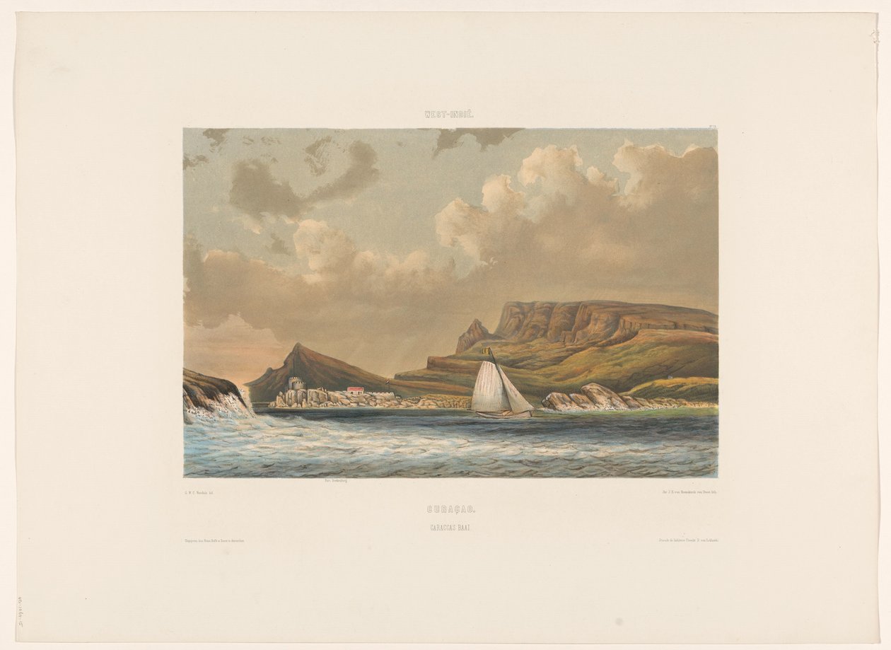 Caracasbaai Curacao. Caraccas Baai (název na objektu) od jonkheer Jacob Eduard van Heemskerck
