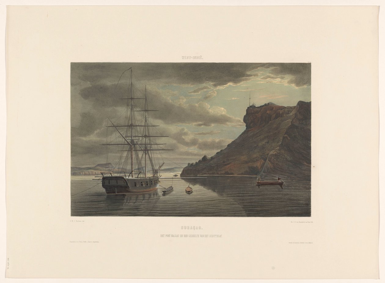 Fort Nassau a Schottegat Curacao. Fort Nassau a část Schottegat (název na objektu) od jonkheer Jacob Eduard van Heemskerck