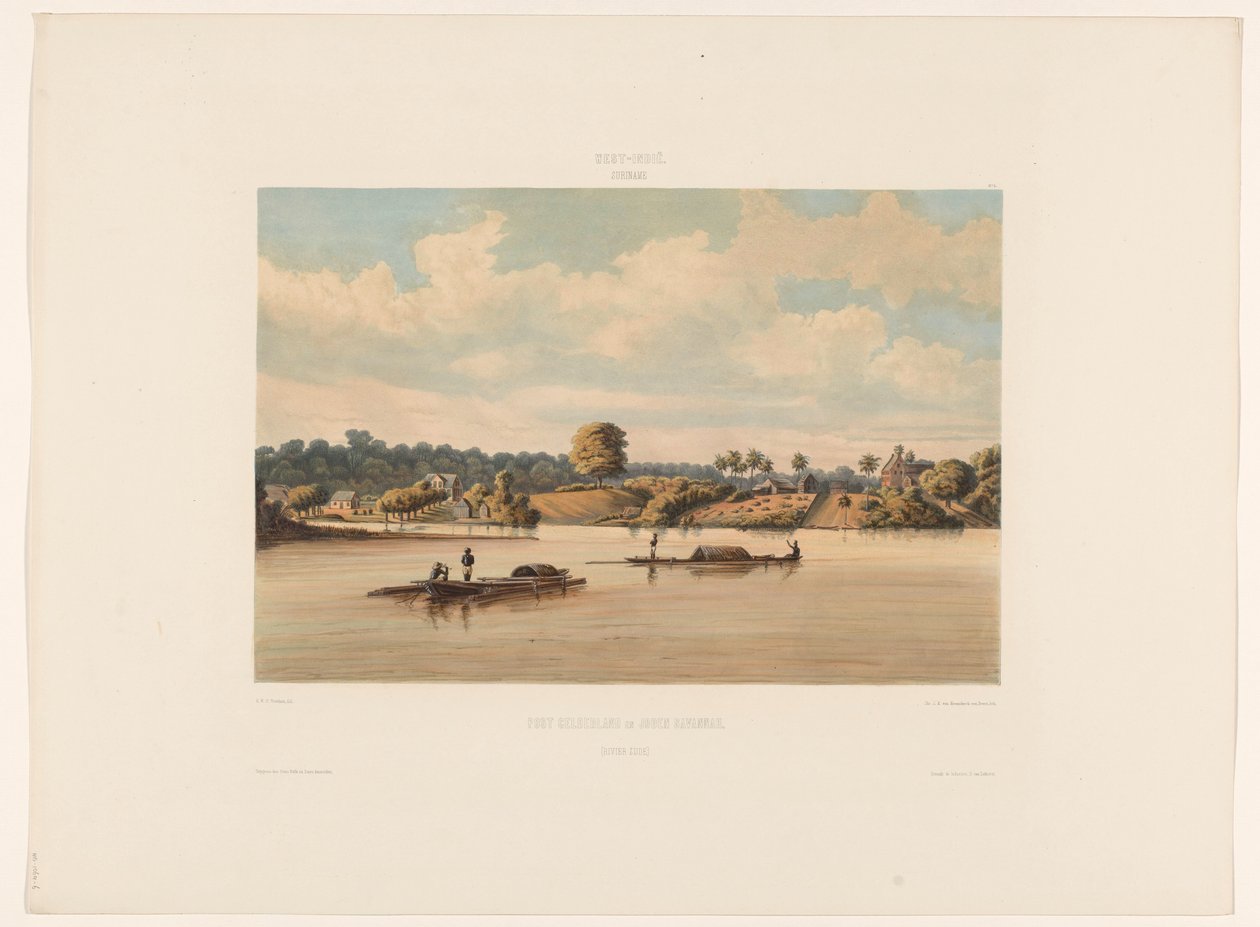 Post Gelderland a Joden Savannah (strana u řeky) (název na objektu) od jonkheer Jacob Eduard van Heemskerck