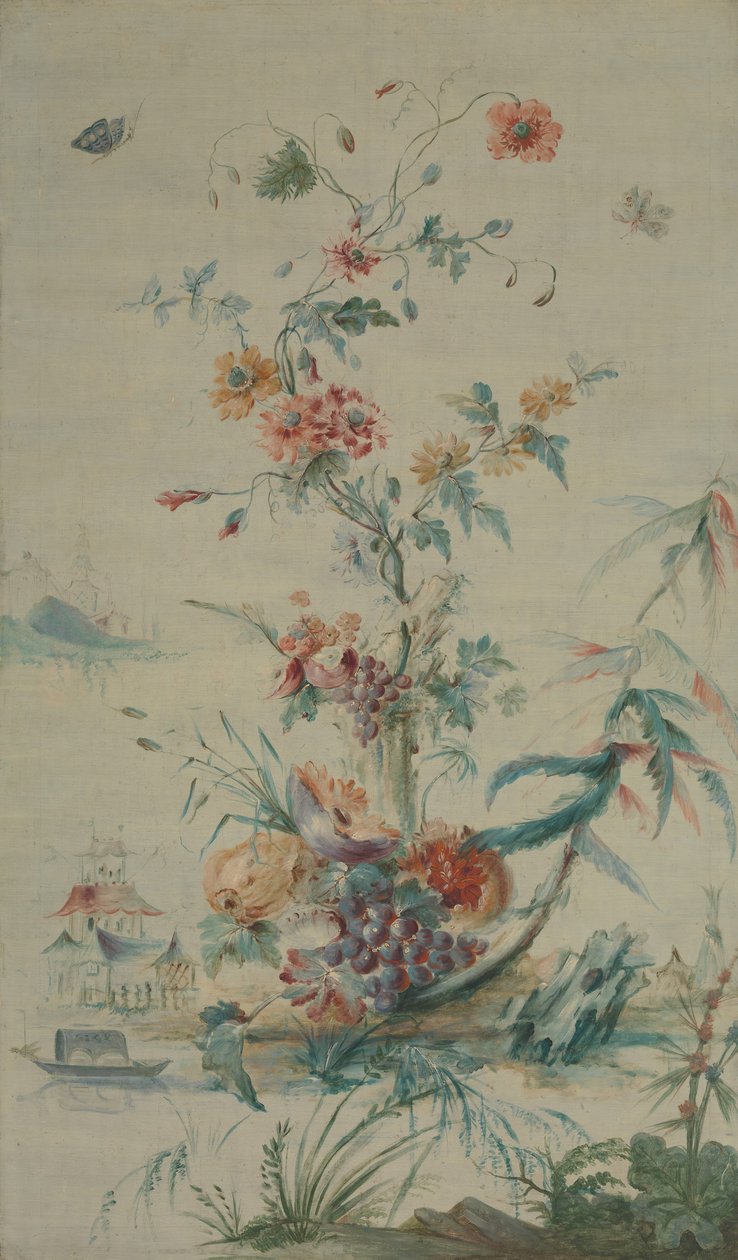Květiny a Chinoiserie, 18. století. od late 18th century . French Painter