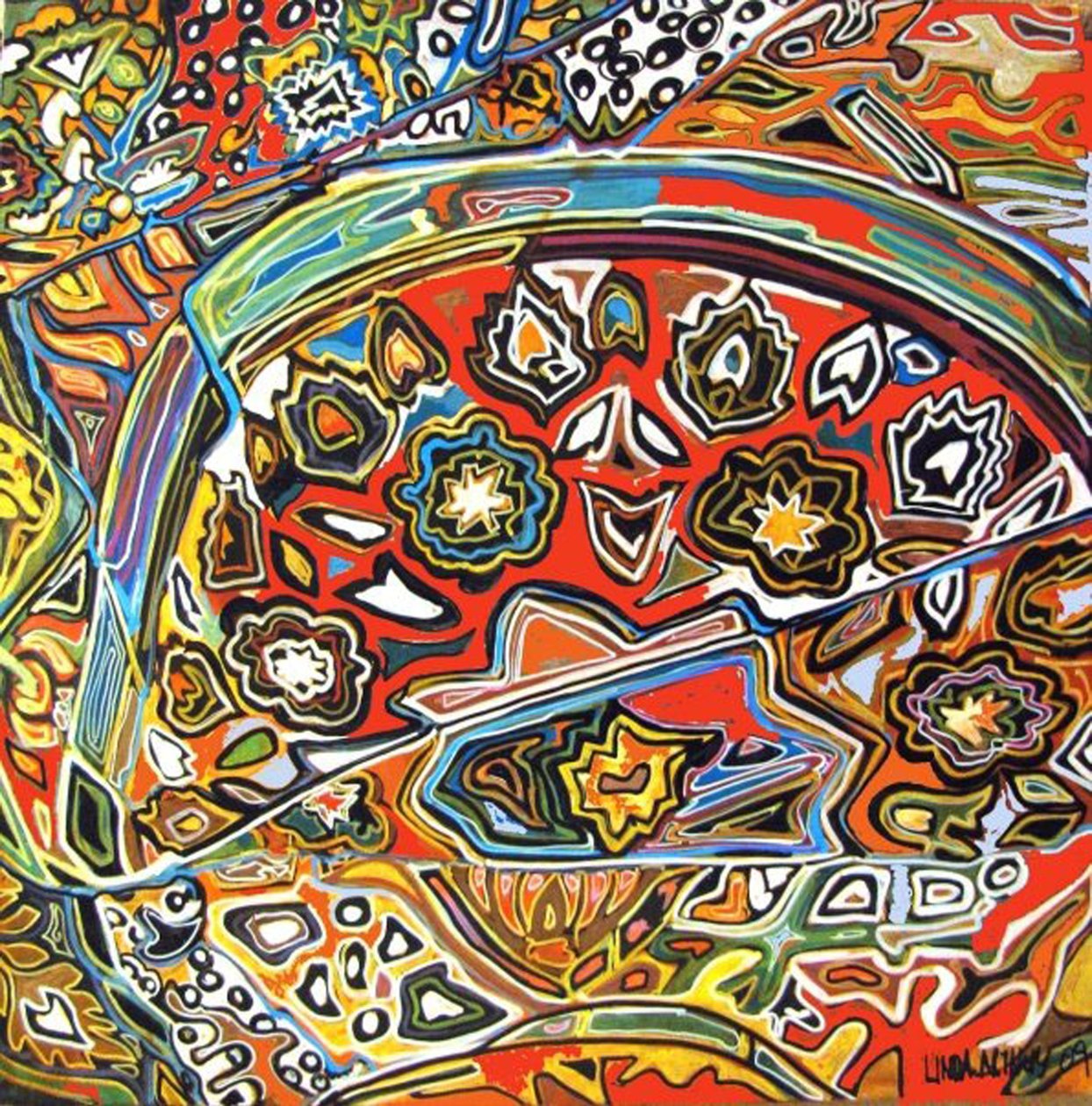 Detail pf Egyptian wprl, 2016 (mix, akryl, tuš, olej) od linda arthurs