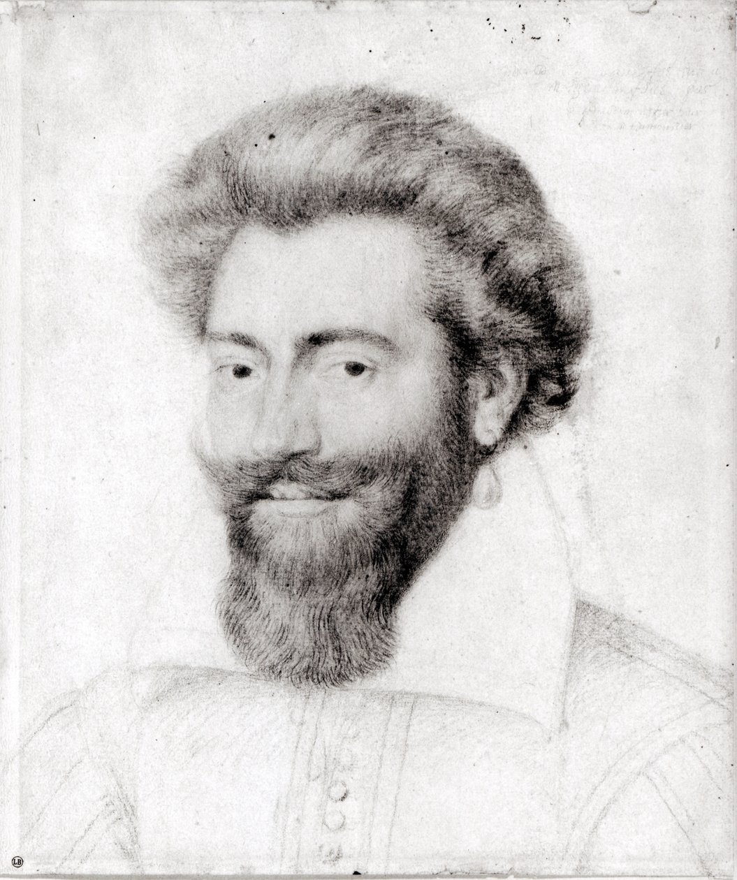 Portrét vousatého muže (červená křída, pierre noire a křída na papíře) od Daniel Dumonstier or Dumoustier