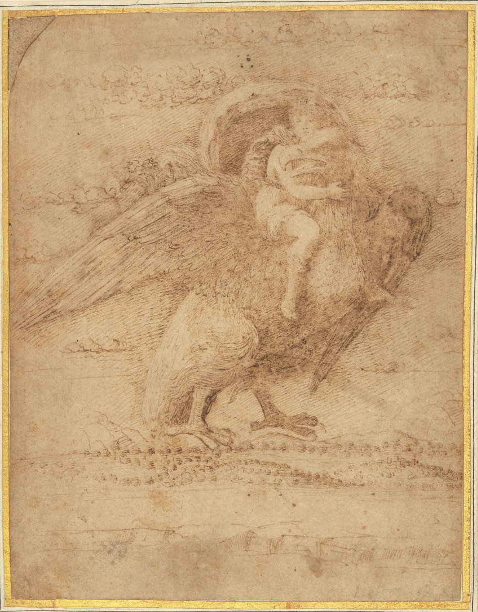 Jupiter a Ganymed nad rozsáhlou krajinou od or Andrea Mantegna Giovanni Bellini