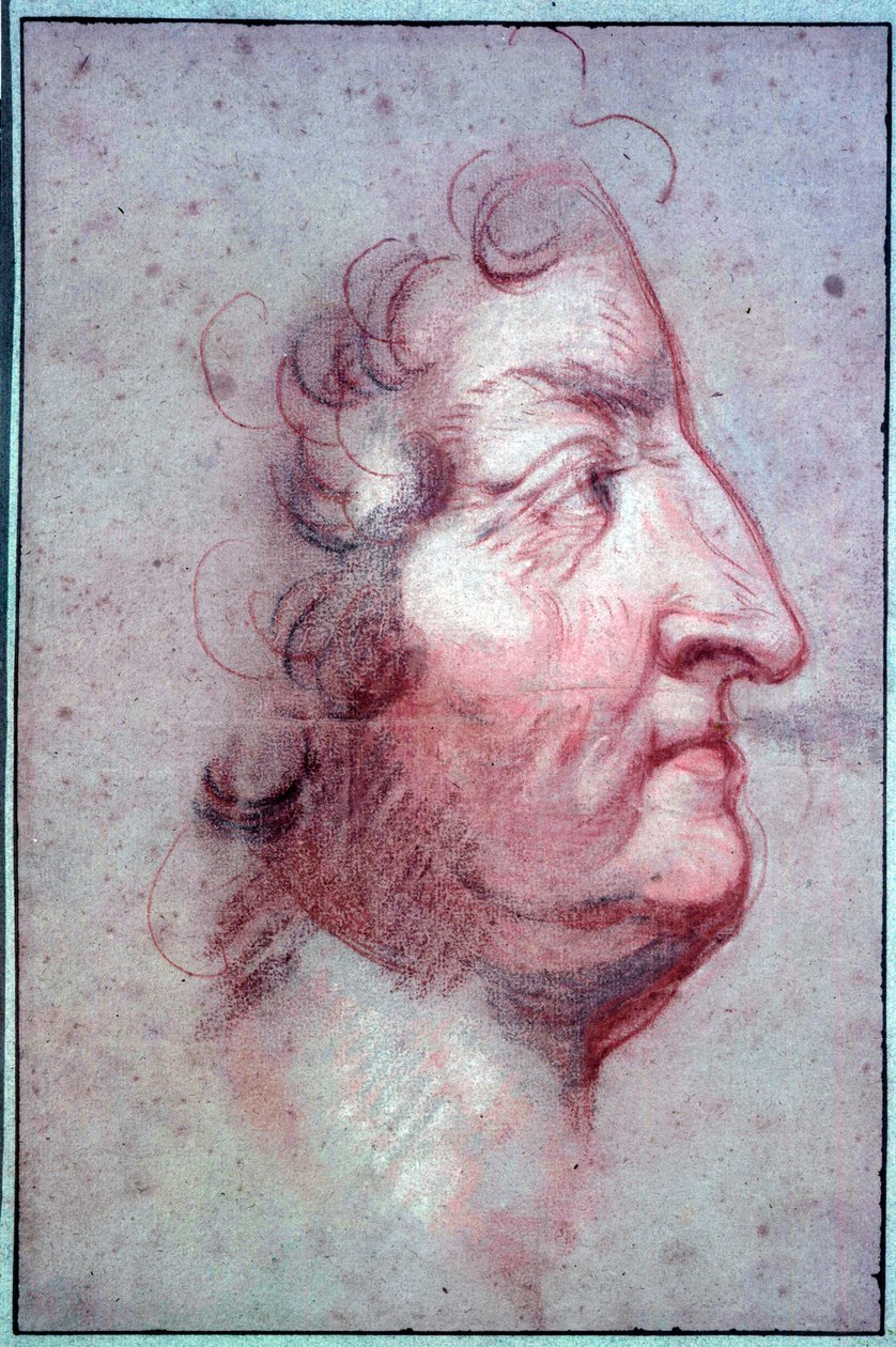Profilový portrét francouzského krále Ludvíka XIV. (1638-1715) Kresba a la sanguine připisovaná Antoine Benoit du Cercle (1632-1717) Paříž 17. století, Musee du Louvre od or Benoit du Cercle Antoine Benoist