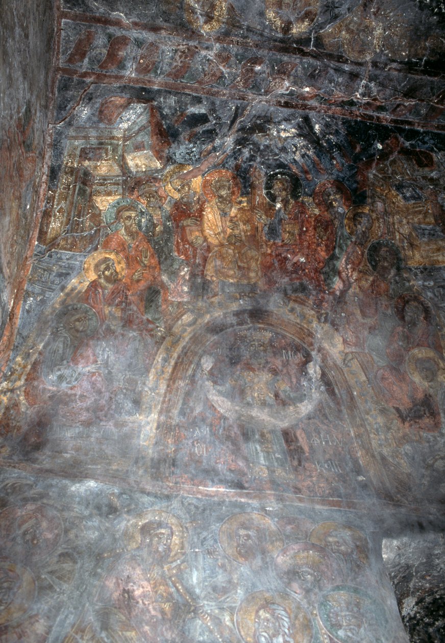 Svatí, freska na stropě kostela Agia Paraskevi, Anisaraki, Kréta, Řecko (foto) od Theodore Charles Ange Coquelin