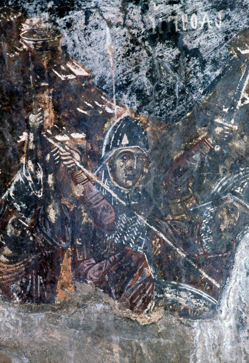 Voják, poškozená freska na stropě kostela Agios Vasileios, Vavouledo, Kréta, Řecko (foto) od Theodore Charles Ange Coquelin