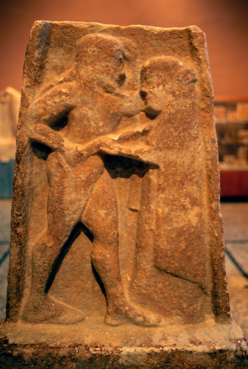 Stéla s reliéfem zobrazujícím Agamemnona a Klytemnestru, řecká civilizace, 6. století před naším letopočtem od Theodore Charles Ange Coquelin