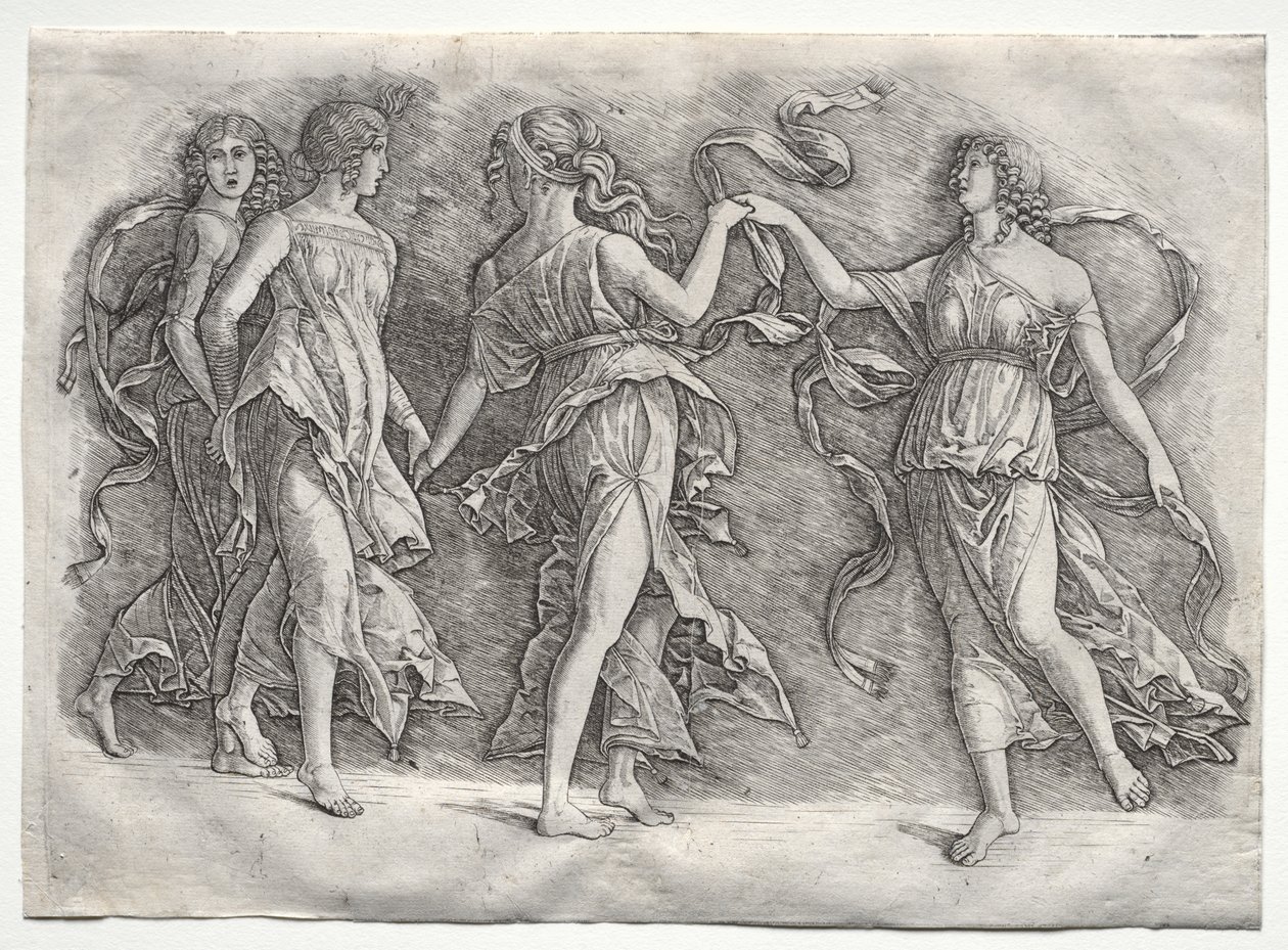 Čtyři tančící múzy od probably by the so called Premier Engraver