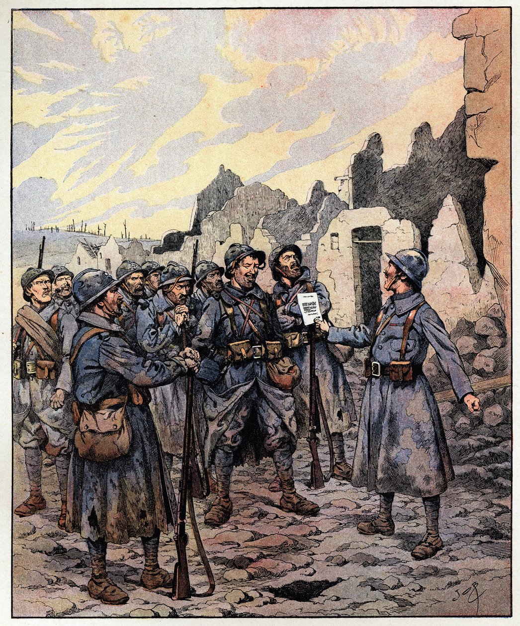 Odvaha! Dostaneme je! Generál Philippe Petain (1856-1951) 27. února od pseudonym for Onfray de Breville Jacques Job