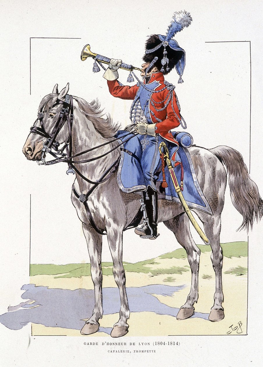Čestná stráž Lyonu v letech 1804 až 1814, Trumpet Horseman - v „Hue des troupes de France“, nemocný. de Job od pseudonym for Onfray de Breville Jacques Job