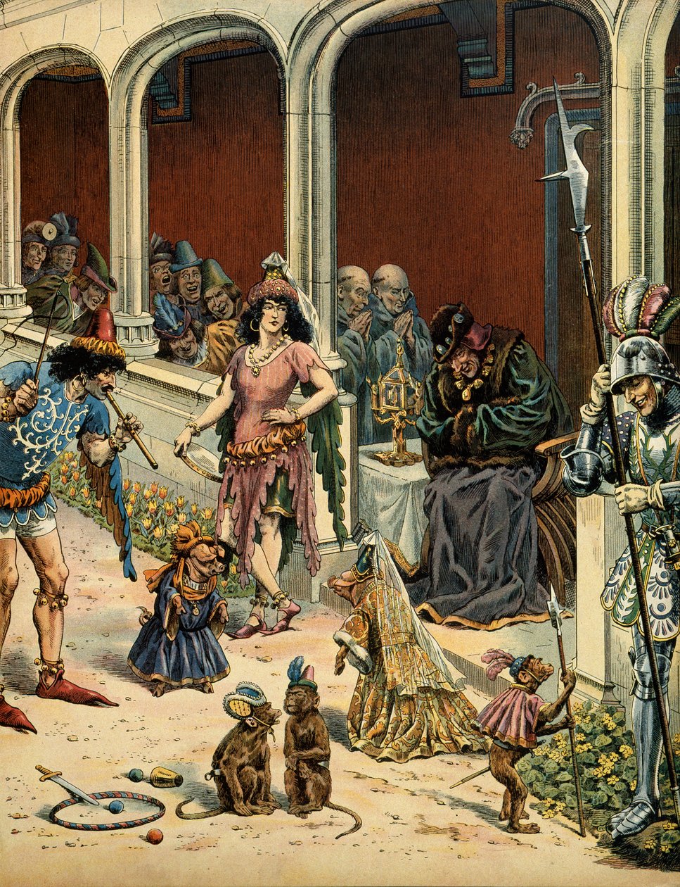 Historie Francie ve středověku (středověk): Francouzský král Ludvík XI. říká, že Obezřetní (1423-1483) stárnou na svém zámku Plessis-les-Tours (Plessis les Tours) (Plessis-les-Tours) (Plessis ez Tours) ve společnosti bohémů, kteří přišli enterta od pseudonym for Onfray de Breville Jacques Job