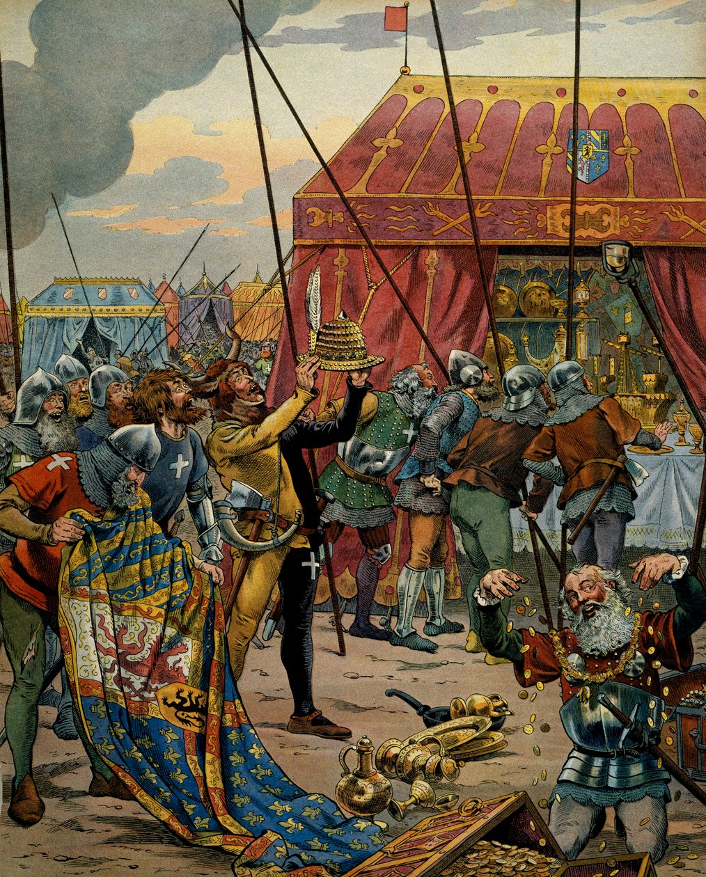 Historie Francie ve středověku (středověk): Švýcaři se zmocnili bohatství Karla Temeraire (1433-1477), vévody burgundského po katastrofě bitvy u vnuka, který viděl vítězství konfederací, spojenců Ludvíka XI Francie přes Cha od pseudonym for Onfray de Breville Jacques Job