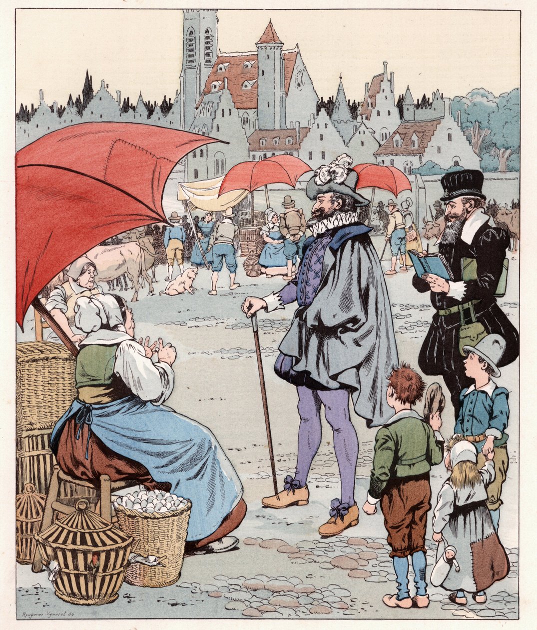 Rád bych věděl cenu liarda. Šli jsme za francouzského krále HENRI IV. (1553-1610). Ilustrace Joba (Jacques Marie Gaston Onfray a Breville) (Jacques-Marie) (1858-1931) pro knihu „Les grands mots historique du pays de France““ 1915. Vojín plk. od pseudonym for Onfray de Breville Jacques Job