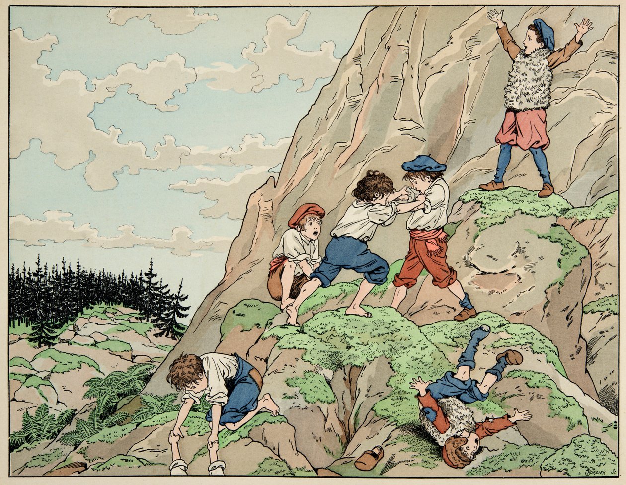 Ilustrace převzatá z knihy “”Le bon roy Henri””, ilustrovaná Jacquesem Marie Gaston Onfray de Breville dit JOB (1858-1931): Dětství Jindřicha IV. s rolníky - soukromá sbírka od pseudonym for Onfray de Breville Jacques Job