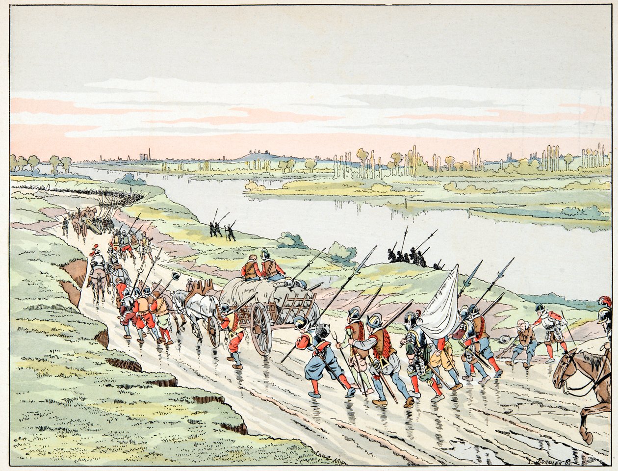 Ilustrace převzatá z knihy „“Le bon roy Henri””, ilustrovaná Jacquesem Marie Gaston Onfray de Breville dit JOB (1858-1931): Henri IV je o Paříži - Soukromá sbírka od pseudonym for Onfray de Breville Jacques Job
