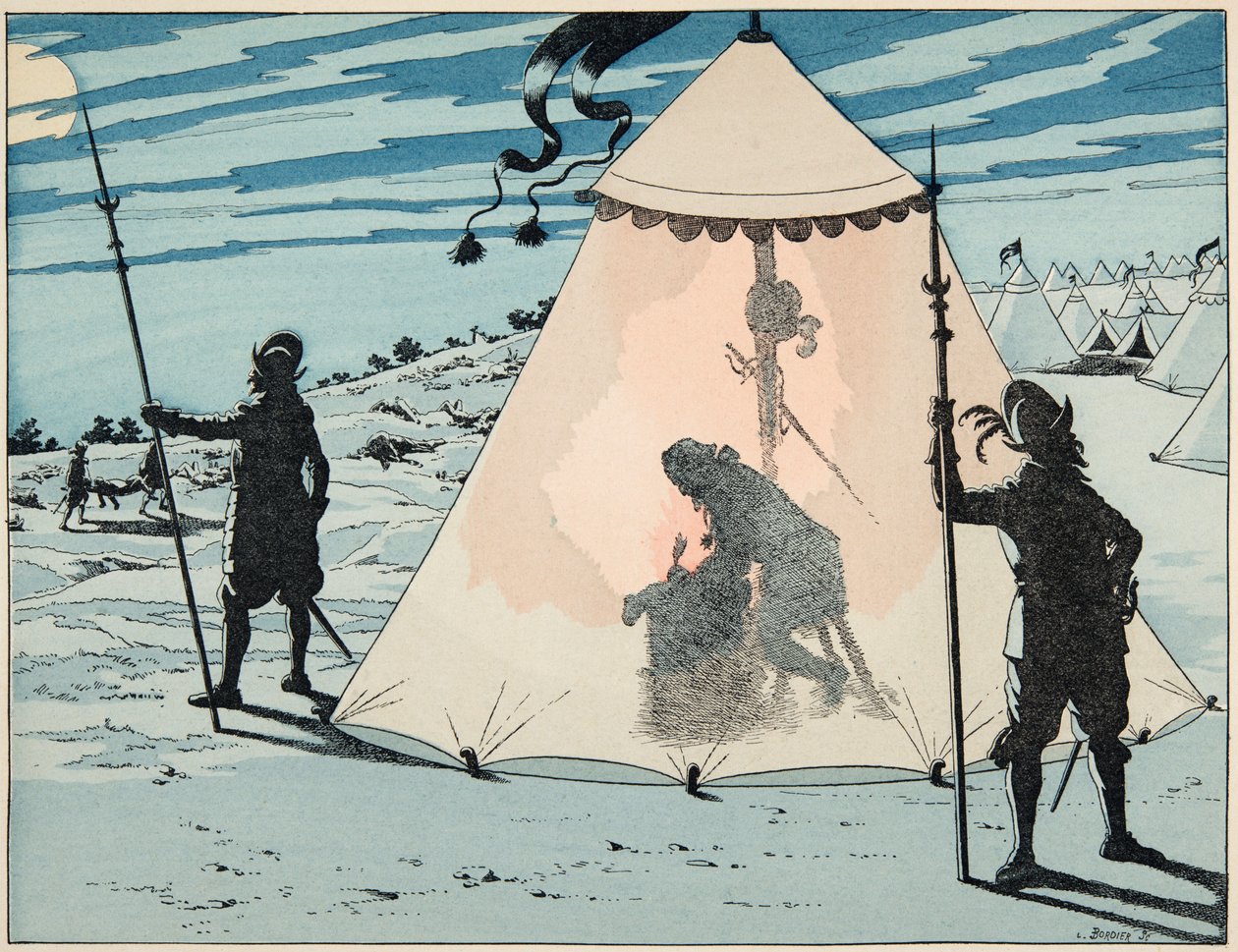 Ilustrace převzatá z knihy „Le bon roy Henri“, kterou ilustroval Jacques Marie Gaston Onfray de Breville dit JOB (1858-1931): Henri IV po vítězství v bitvě u Arques (1589) - soukromá sbírka od pseudonym for Onfray de Breville Jacques Job