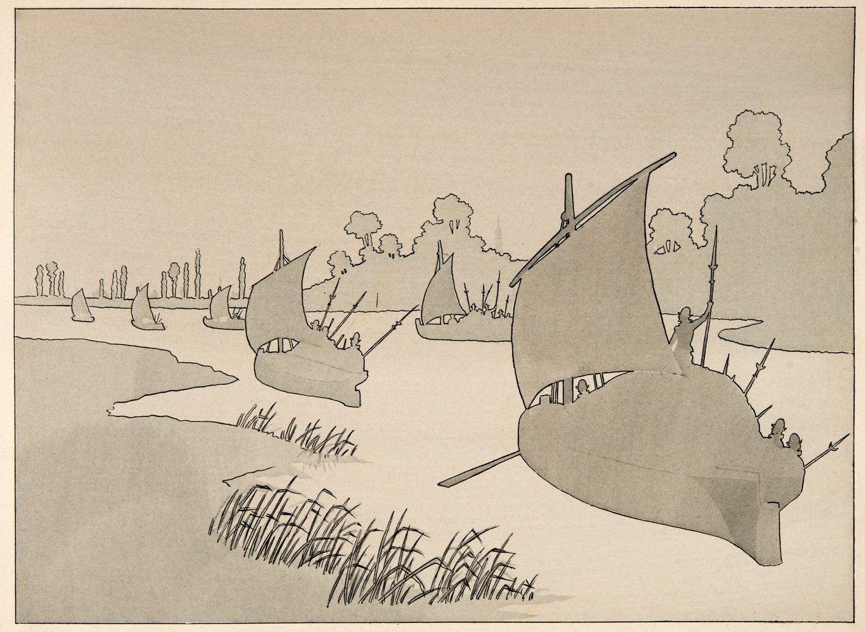 Ilustrace převzatá z knihy „Le bon roy Henri“, kterou ilustroval Jacques Marie Gaston Onfray de Breville dit JOB (1858-1931): Vévoda z Parmy se snaží zásobovat Paříž lodí - Soukromá sbírka od pseudonym for Onfray de Breville Jacques Job