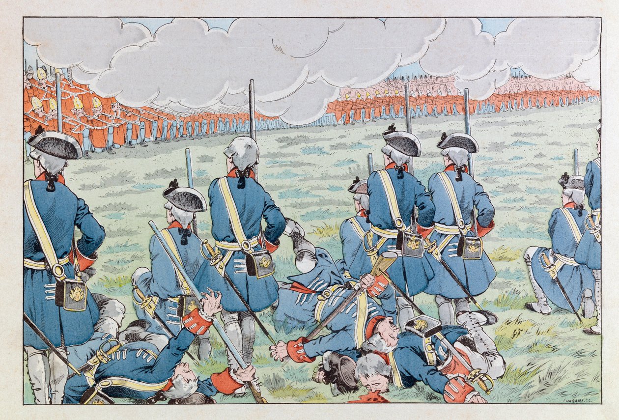 Jacques Marie Gaston Onfray de Breville dit JOB (1858 - 1931); Ilustrace z knihy „Les epees de France“: Bitva u Fontenoy dne 11. května 1745; Coll, Part od pseudonym for Onfray de Breville Jacques Job