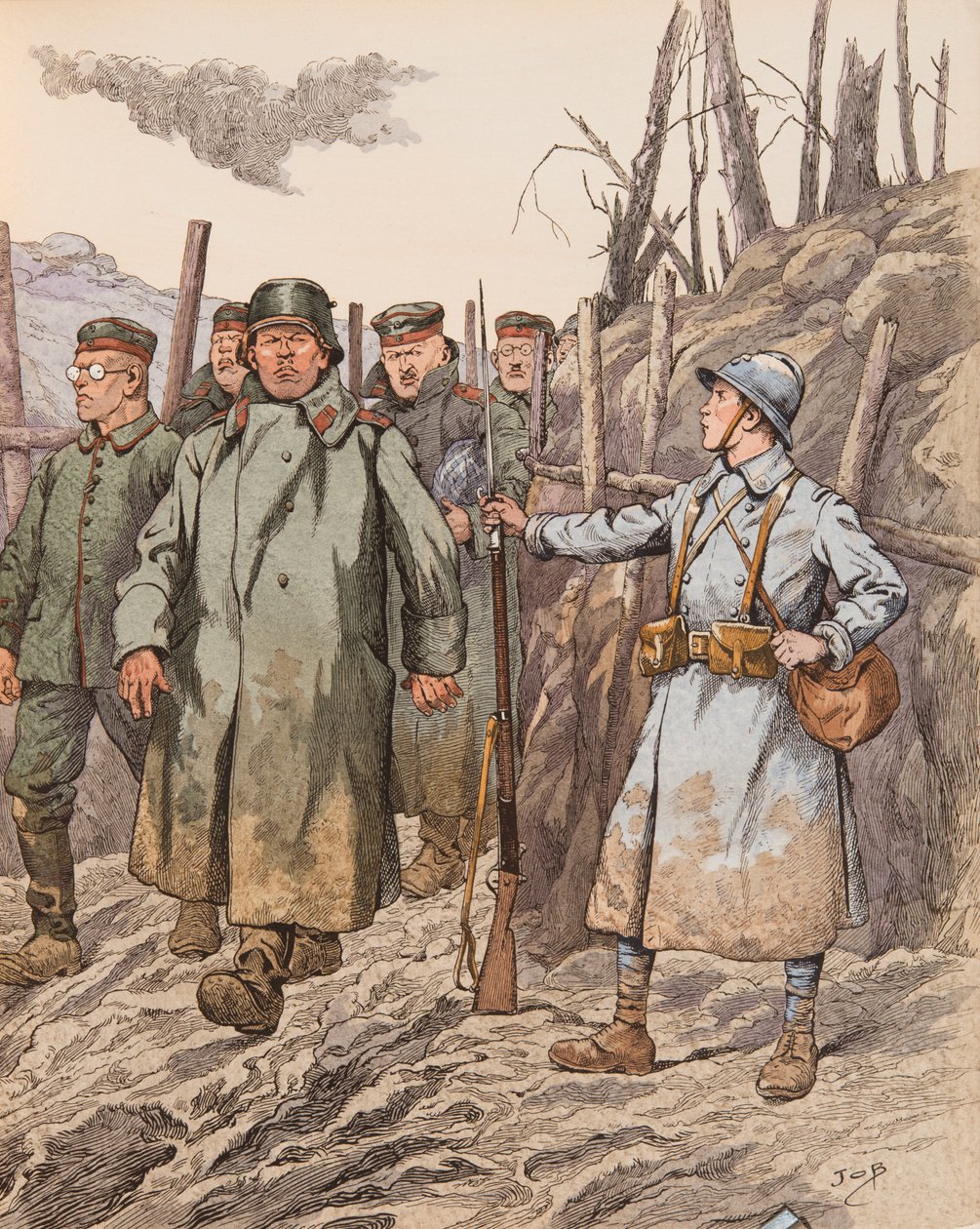 Jacques Marie Gaston Onfroy de Breville dit JOB (1858-1931) - Blueberry (mladý rekrut dohlížející na německé zajatce během první světové války), soukromá sbírka od pseudonym for Onfray de Breville Jacques Job