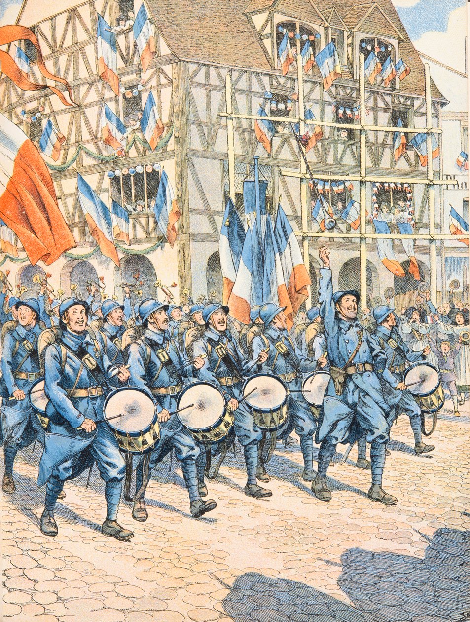 Jacques Marie Gaston Onfroy de Breville dit JOB (1858-1931) - Francouzská armáda vítězná ve vesnici v Alsasku během první světové války, soukromá sbírka od pseudonym for Onfray de Breville Jacques Job