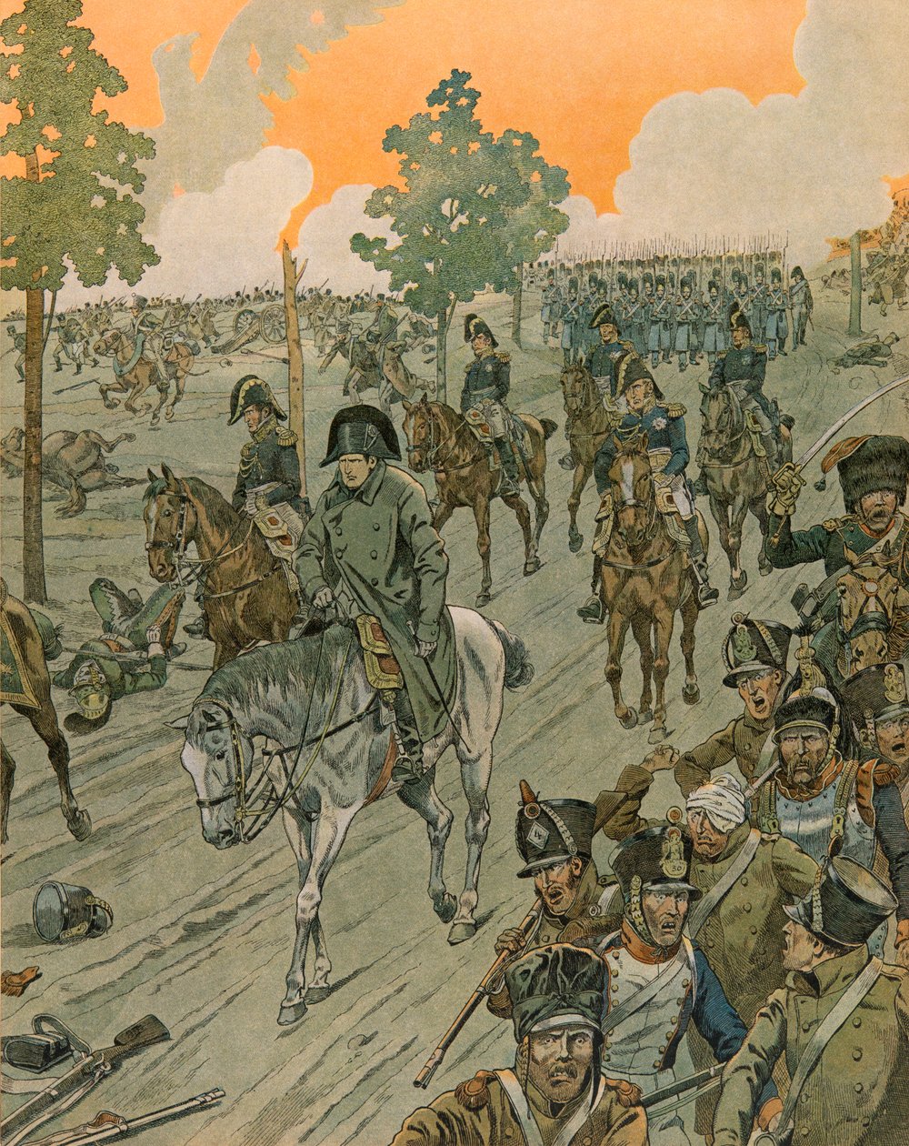 Jacques Marie Gaston Onfroy de Breville dit JOB (1858-1931) - Dějiny Belgie: Waterloo večer bitvy (18. června od pseudonym for Onfray de Breville Jacques Job