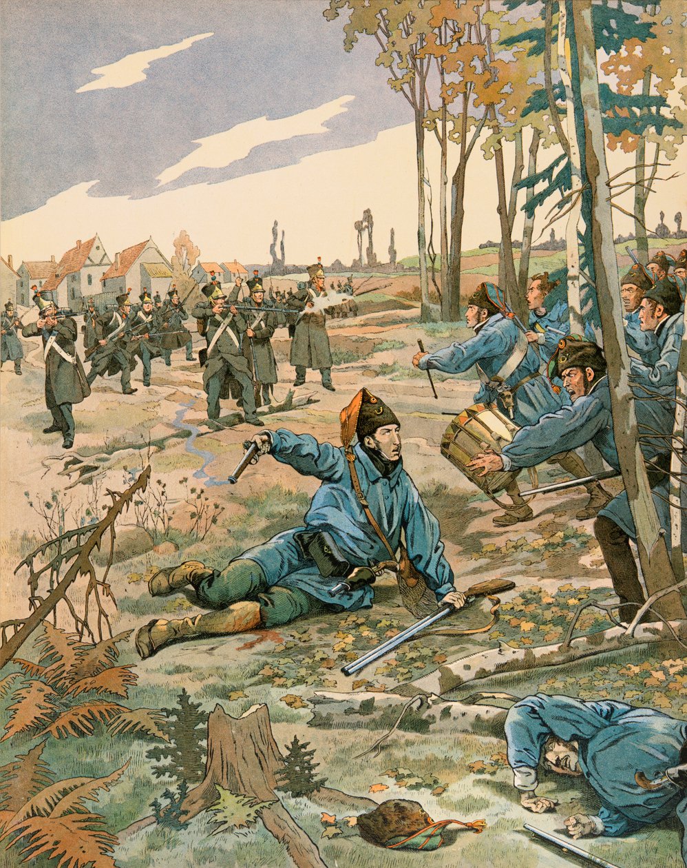 Jacques Marie Gaston Onfroy de Breville dit JOB (1858-1931) - Historie Belgie: Bitva u Berchem Lez Antverpy, Frederic de Merode (1792 - 1830) je smrtelně zraněn při boji s nizozemskou armádou 24. října od pseudonym for Onfray de Breville Jacques Job