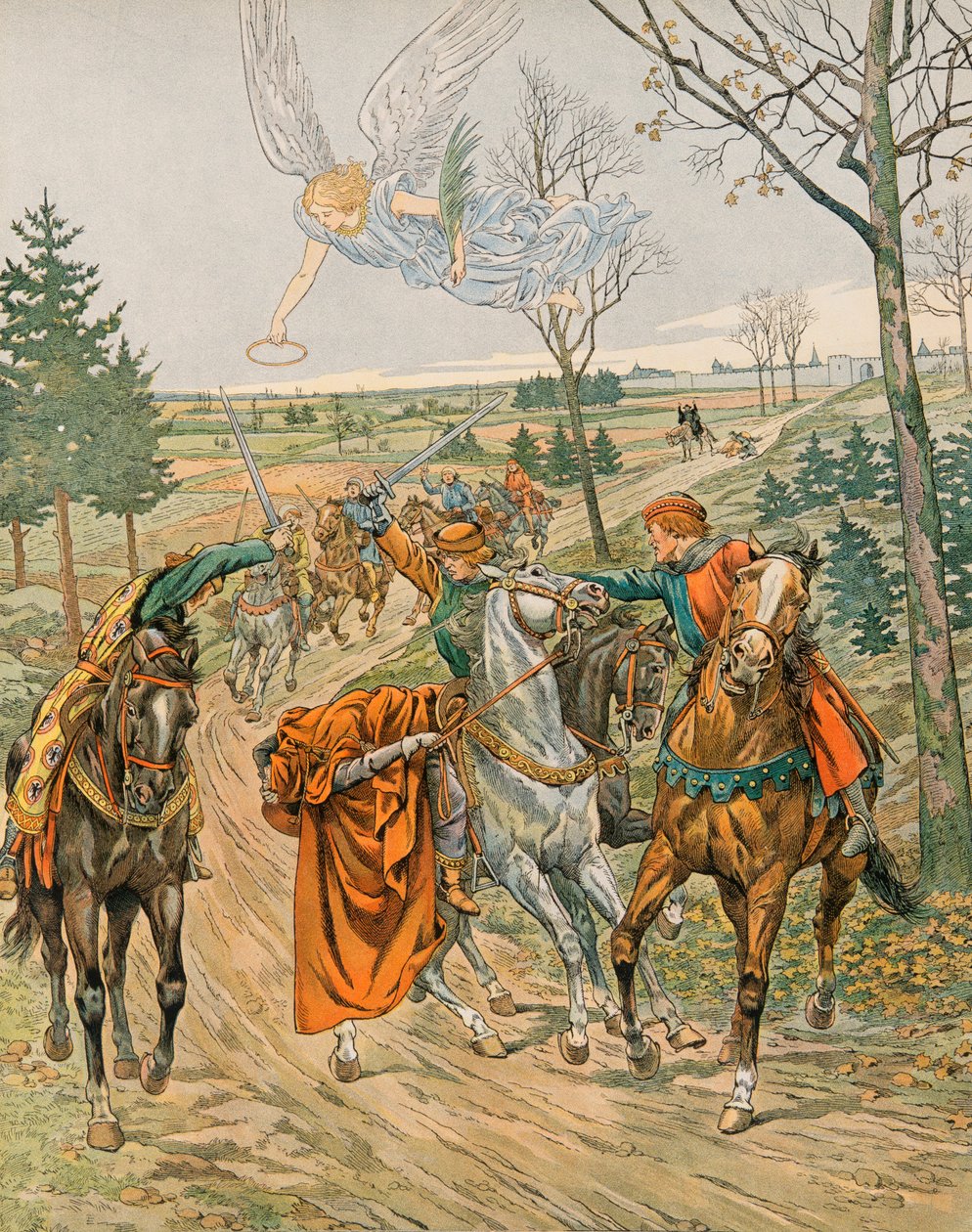 Jacques Marie Gaston Onfroy de Breville dit JOB (1858-1931) - Historie Belgie: Saint Albert z Lovaně (asi 1166-1192), princ z Lutychu je v roce 1192 zavražděn šekary císaře Jindřicha VI., Soukromá sbírka od pseudonym for Onfray de Breville Jacques Job