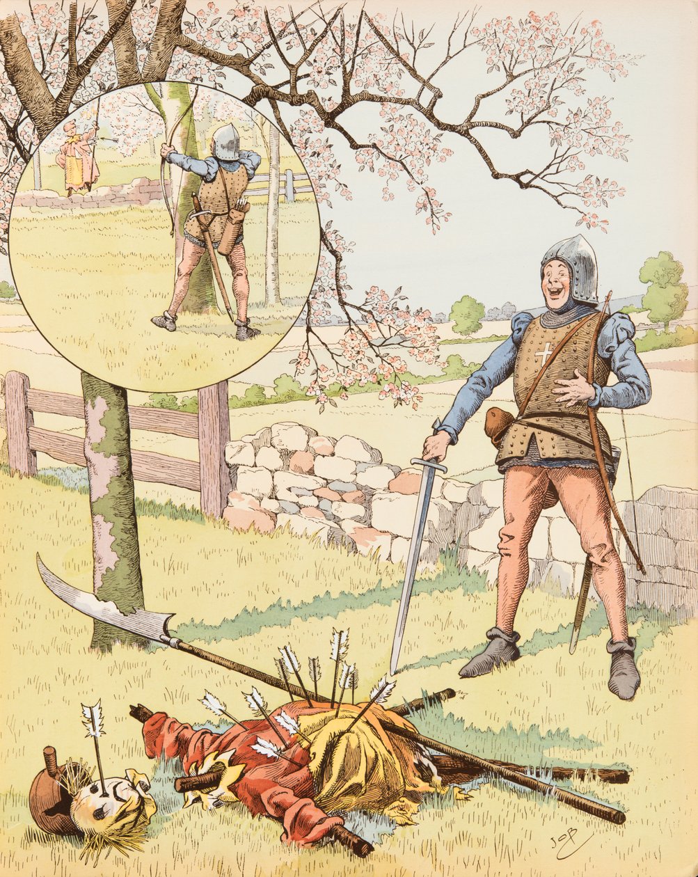 Jacques Marie Gaston Onfroy de Breville dit JOB (1858-1931) - Le Franc Archer de Bagnolet (komiksové dílo z 15. století s fanfaronským vojákem), soukromá sbírka od pseudonym for Onfray de Breville Jacques Job
