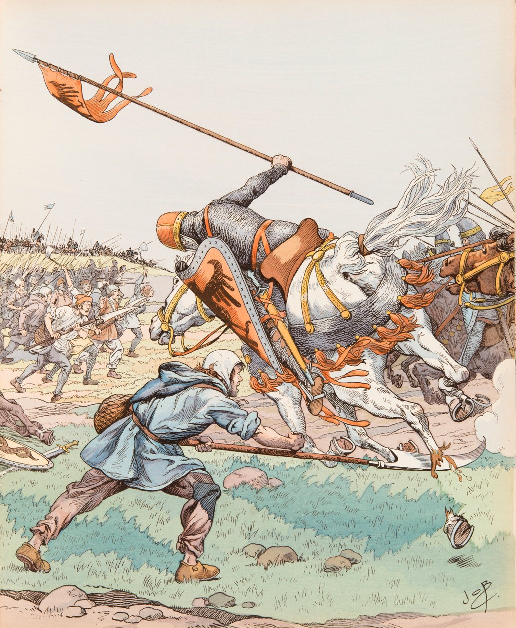 Jacques Marie Gaston Onfroy de Breville dit JOB (1858-1931) - Le reaper de Bouvines (rolník účastnící se bitvy u Bouvines v roce 1214), soukromá sbírka od pseudonym for Onfray de Breville Jacques Job