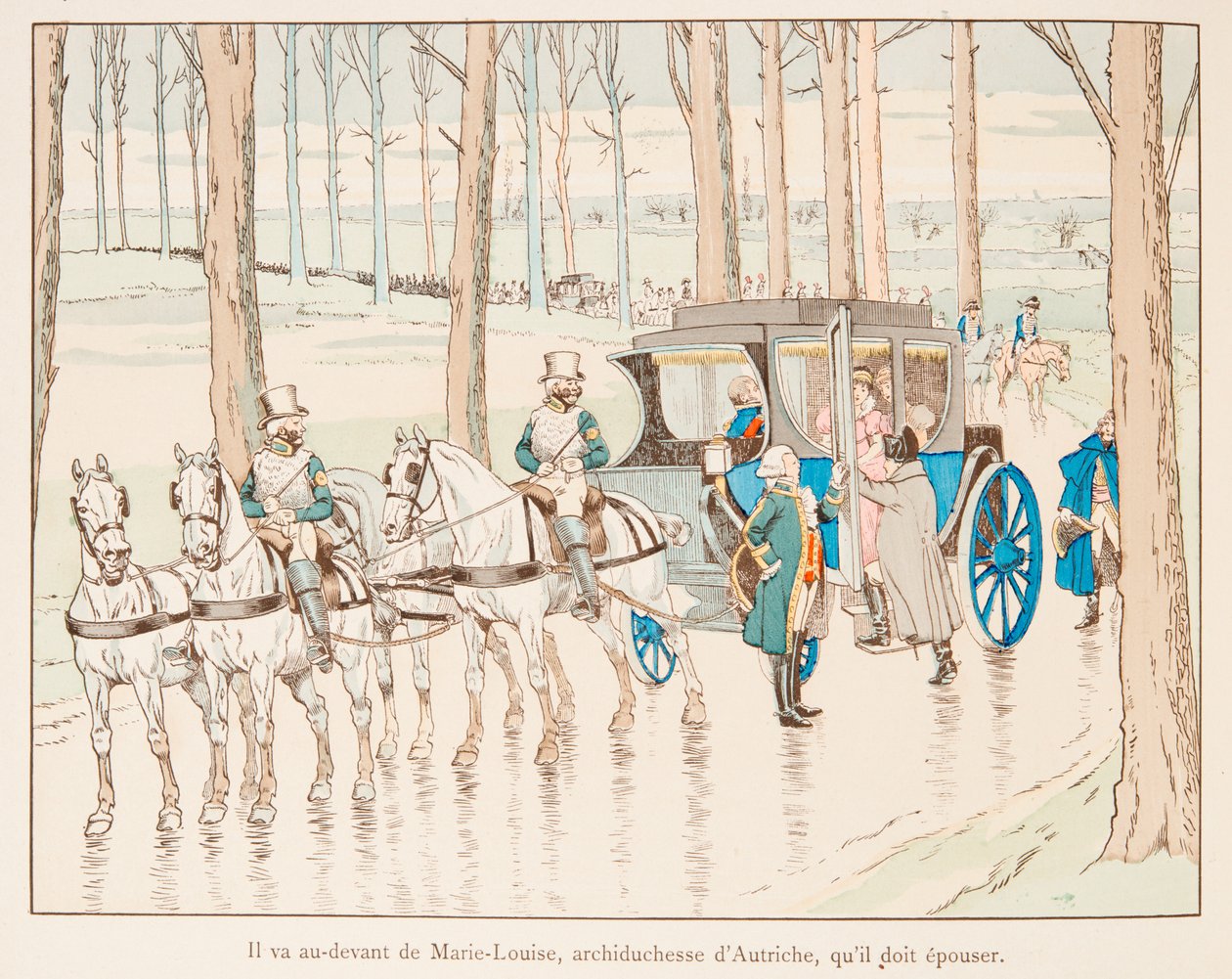 Jacques Marie Gaston Onfroy de Breville dit JOB (1858-1931) - Napoleon Bonaparte jde na frontu Marie Louise Rakouské před jejím sňatkem v roce 1810, soukromá sbírka od pseudonym for Onfray de Breville Jacques Job