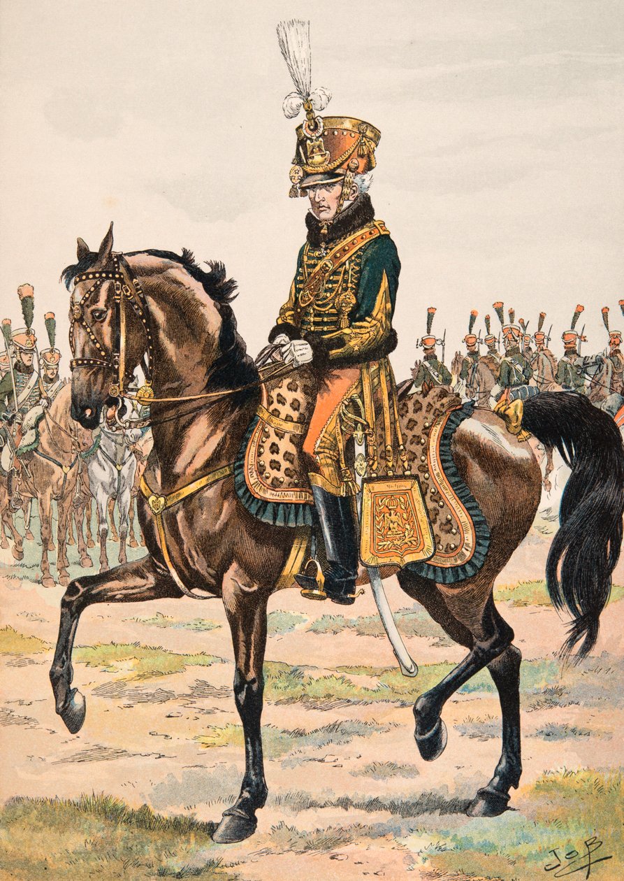 Jacques Marie Gaston Onfroy de Breville dit JOB (1858-1931) - Výstroj francouzských vojáků za všech okolností: Generál velící jednomu z pluků čestné stráže v roce 1813, Soukromá sbírka od pseudonym for Onfray de Breville Jacques Job